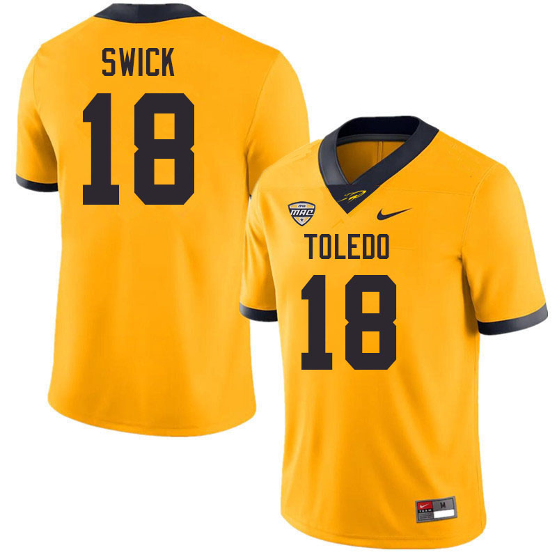 Toledo Rockets #18 Gene Swick College Football Jerseys Stitched Sale-Gold